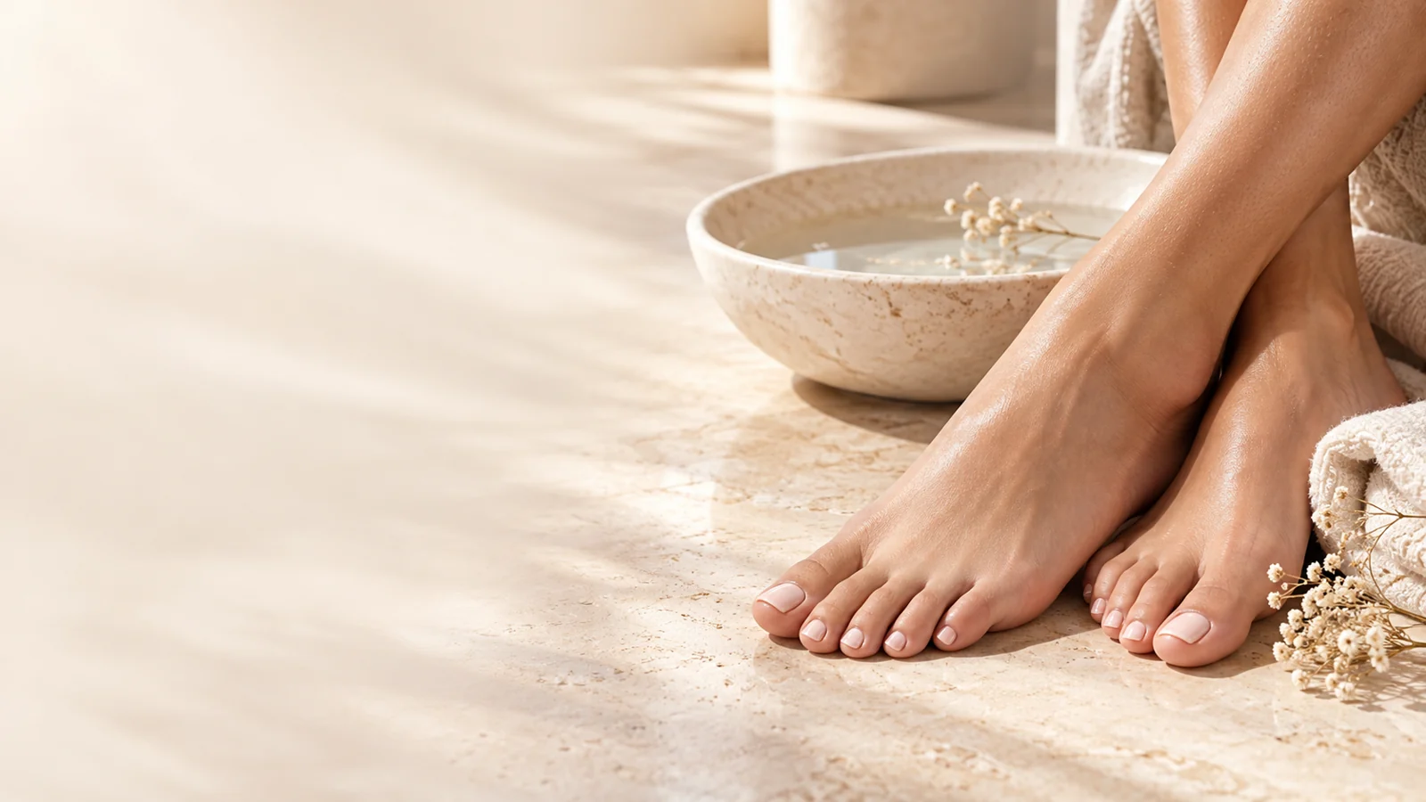 photograph of a relaxing pedicure treatment